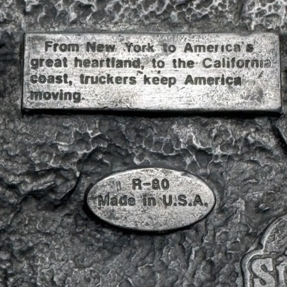 Vintage Siskiyou Trucker Belt Buckle Semi Truck Statue of Liberty R-80 USA